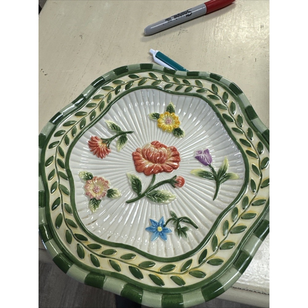 Fitz & Floyd Classics Floral Ceramic Plate 8.25" Embossed Wall Decor Handcrafted